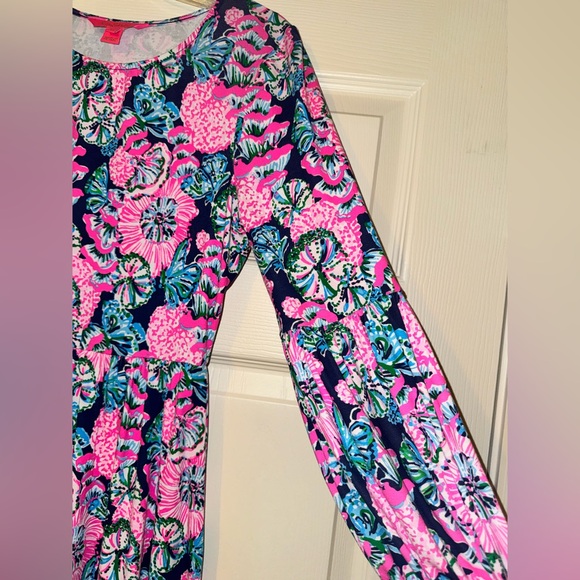 Lilly Pulitzer Auralia Dress, Oyster Bay Navy Shroom With A View print, XS. EUC - Picture 7 of 16
